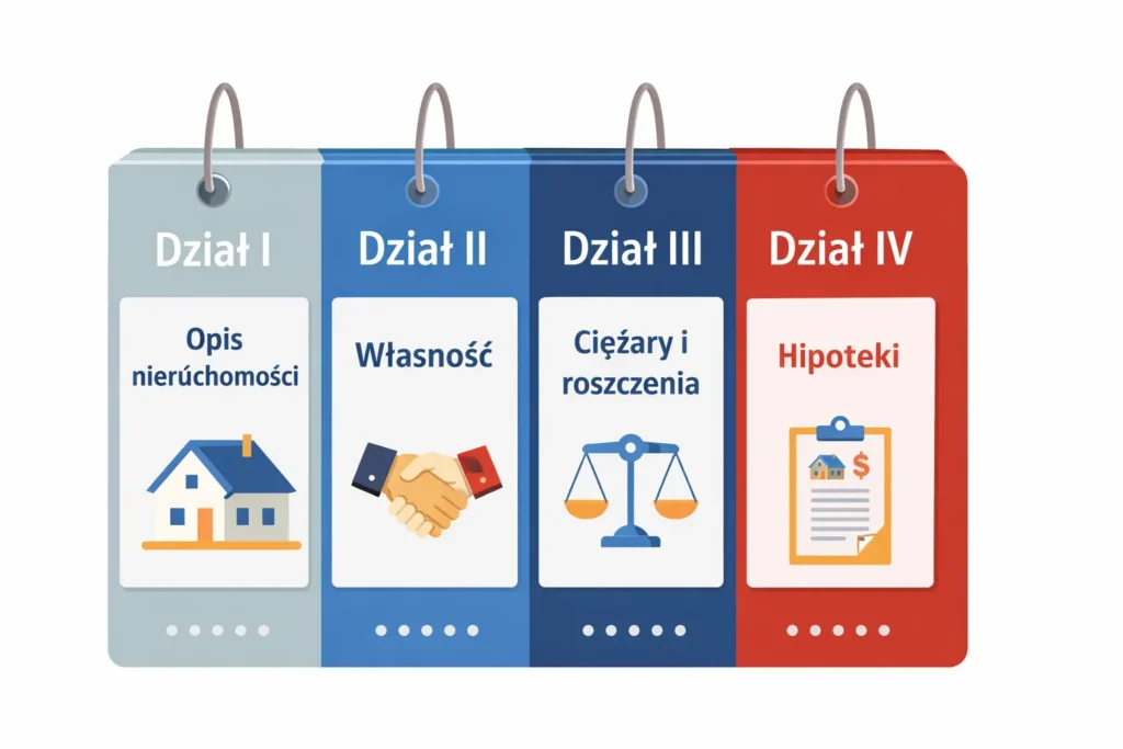 Budowa księgi wieczystej sprawdź, jakie informacje kryją się w każdym z czterech działów rejestru